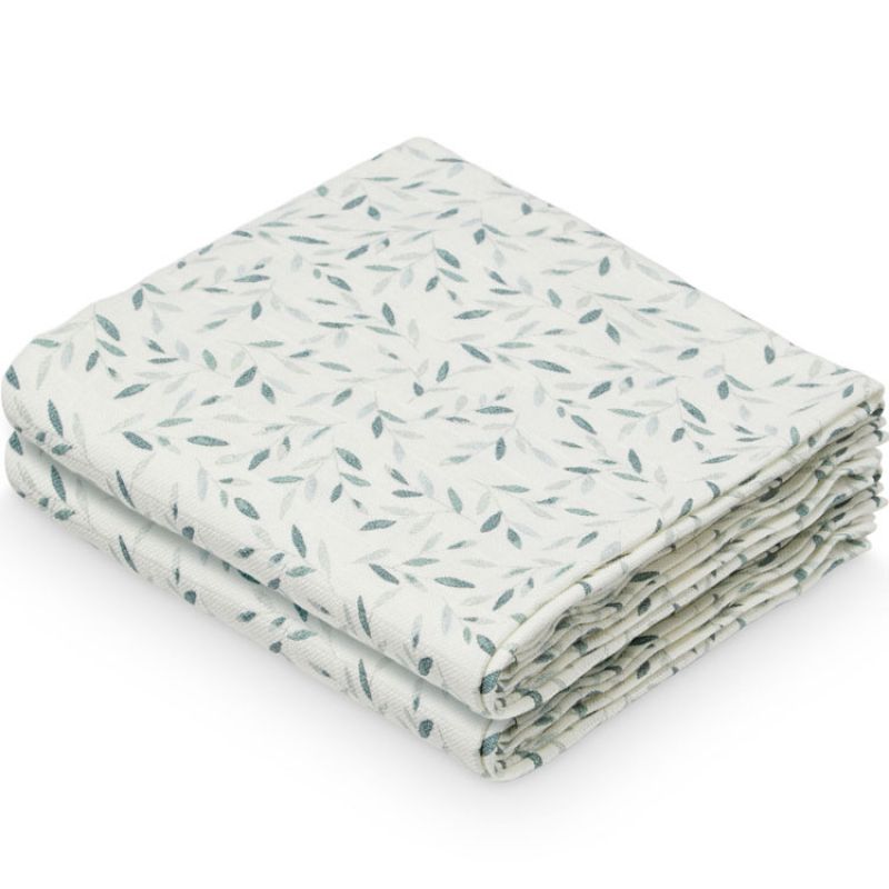 Lot de 2 langes en coton bio Green Leaves (70 x 70 cm) Cam Cam Copenhagen