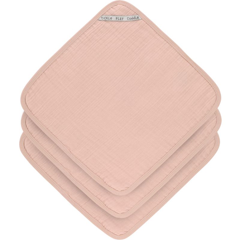 Lot de 3 débarbouillettes en mousseline de coton Cozy Care Rose poudré (30 x30 cm) Lässig