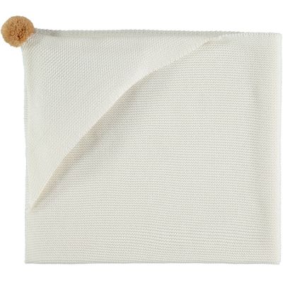 Couverture tricotée à capuche blanche So Natural (65 x 65 cm)