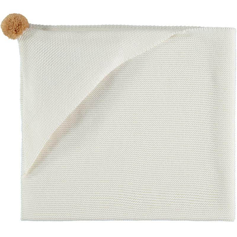 Couverture tricotée à capuche blanche So Natural (65 x 65 cm) Nobodinoz
