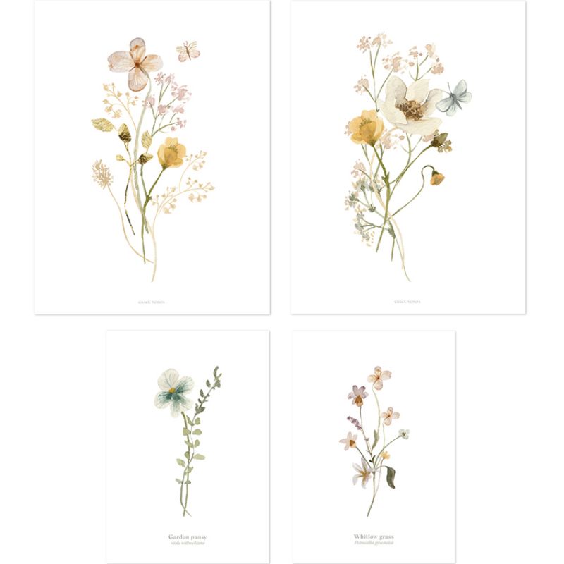 Lot de 4 affiches Botanical flowers Lilipinso