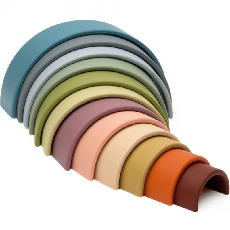 Arc-en-ciel en silicone à empiler Nature (12 pièces) Dëna