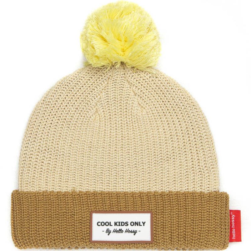Bonnet Block Cream avec pompon (9-18 mois) Hello Hossy