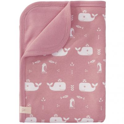 couverture pour bébé baleine rose en coton bio (80 x 100 cm)