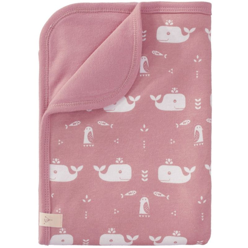 Couverture pour bébé baleine rose en coton bio (80 x 100 cm) Fresk Produit 1 grande taille