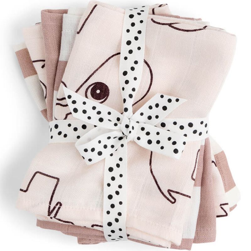 Lot de 5 débarbouillettes en tissu Deer friends Rose (30 x 30 cm) Done by Deer Produit 1