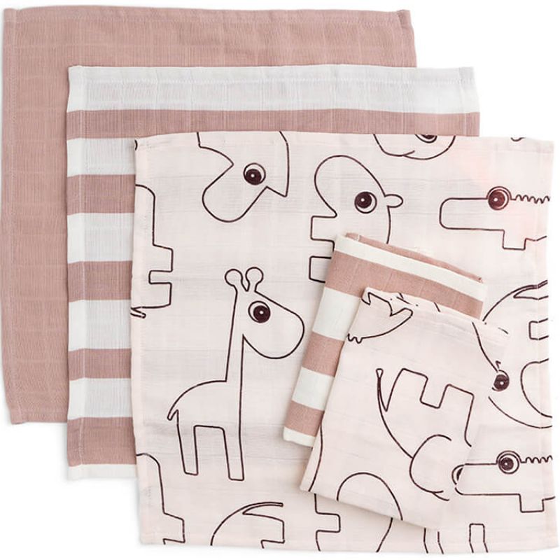 Lot de 5 débarbouillettes en tissu Deer friends Rose (30 x 30 cm) Done by Deer Produit 2