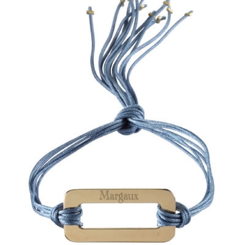 Bracelet cordon de soie Rainbow rectangle (plaqué or) Petits trésors