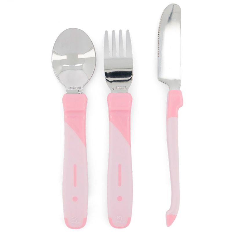 Set de 3 couverts en acier inoxydable rose pastel Twistshake