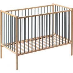 Lit à barreaux en bois Rémi hybride bleu gris (60 x 120 cm) - Combelle