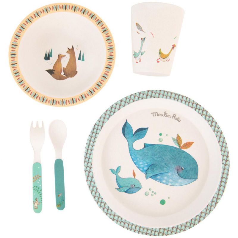 Coffret repas en bambou Le voyage d'Olga (5 pièces) Moulin Roty