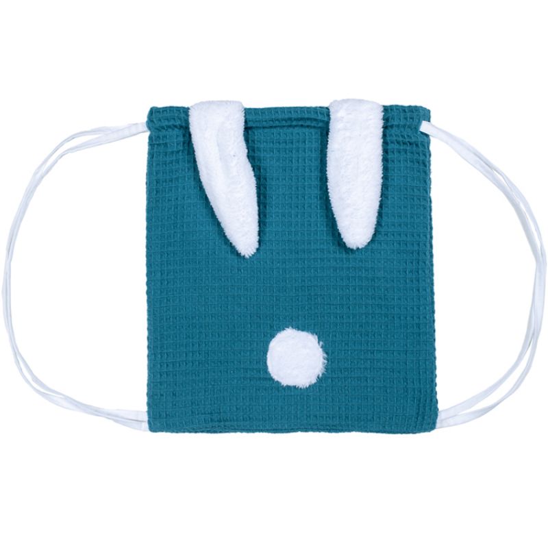 Sac à ficelles lapin en nid d'abeille vert paon BB & Co