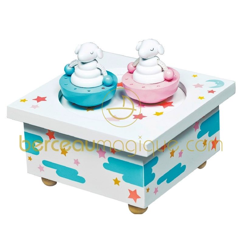 Boîte à musique magnétique Mouton rose et bleu Trousselier