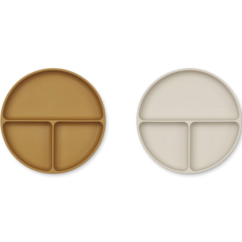 Lot de 2 assiettes à compartiments Harvey Golden caramel sandy mix Liewood