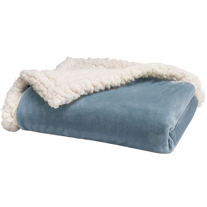 Couverture bi-matière bleue (75 x 100 cm) Babycalin