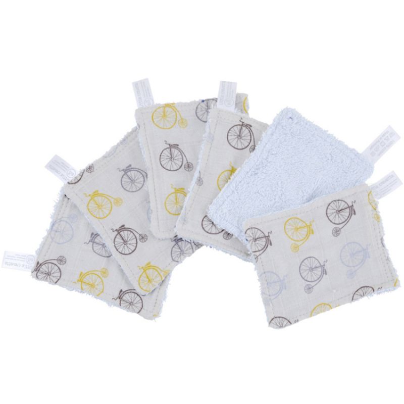 Lot de 6 lingettes lavables en coton bio Lucien Little Crevette
