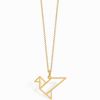 Collier chaîne 40 cm pendentif Origami oiseau 18 mm (vermeil doré) - Coquine
