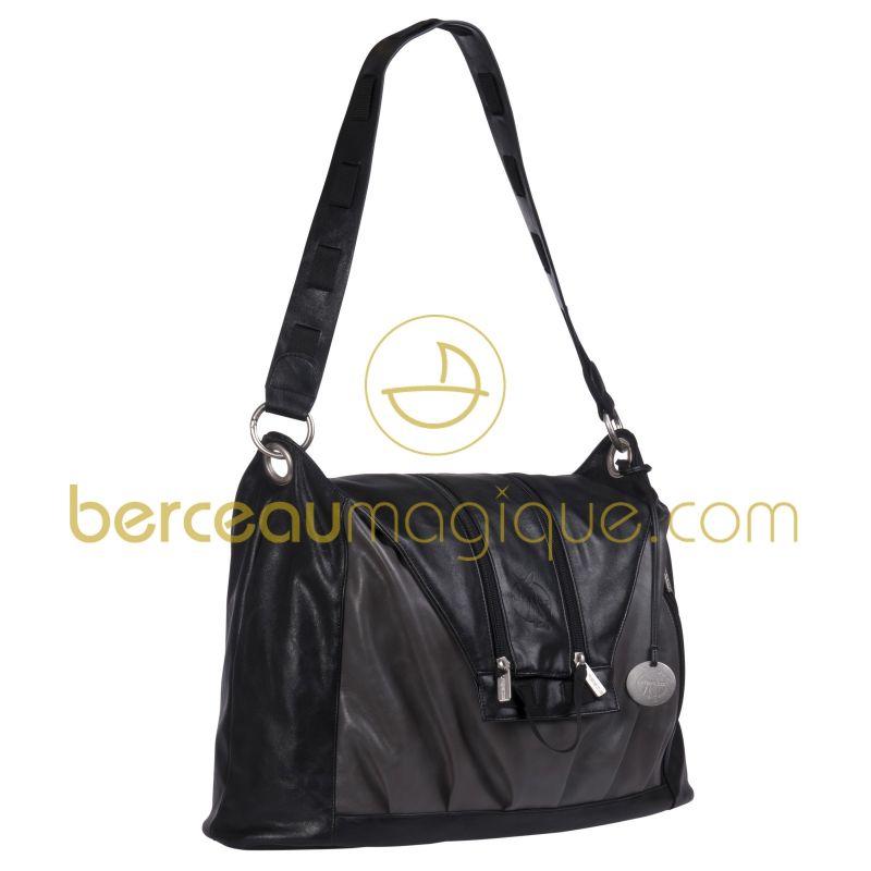 Sac à langer V-Bag simili cuir noir Lässig