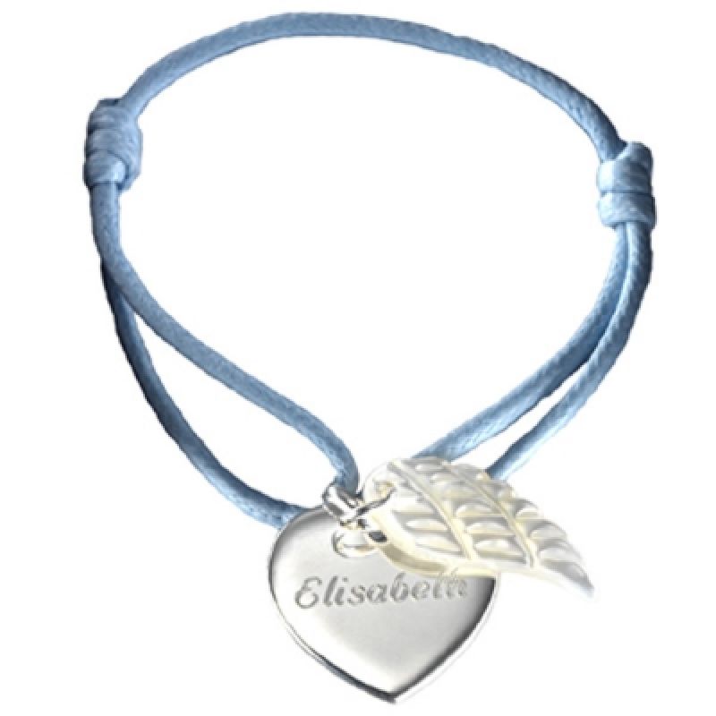 Bracelet cordon Coeur d'ange (argent 925° et nacre) Petits trésors