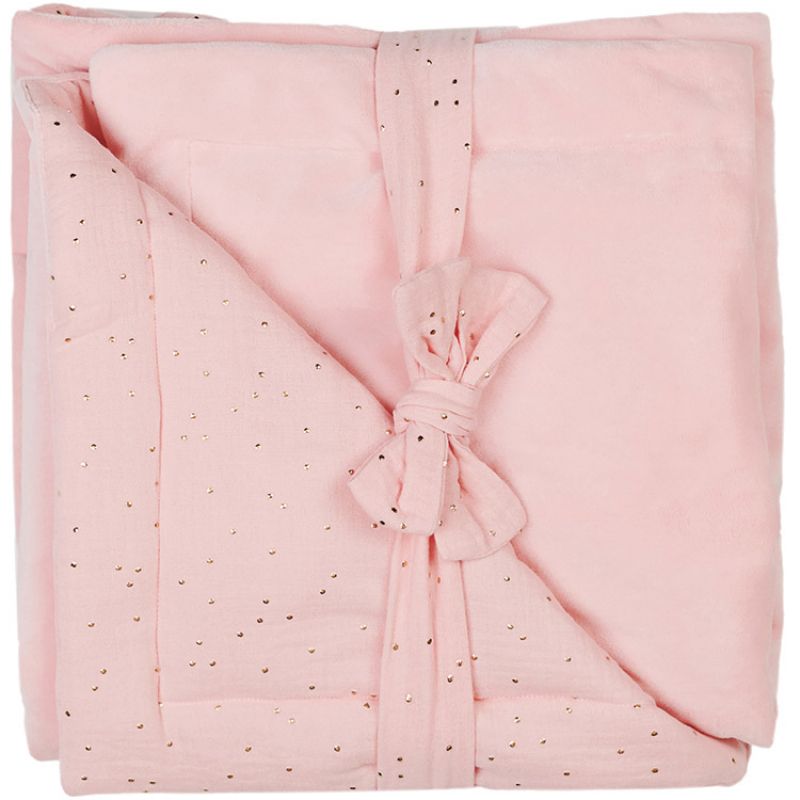 Couverture en polaire Minky Luxe rose à pois dorés (70 x 100 cm) BB & Co