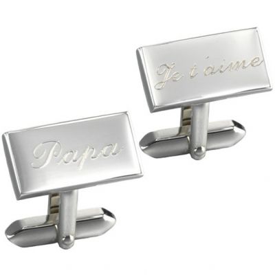 Boutons de manchettes Léonard (rhodium argenté) Petits trésors