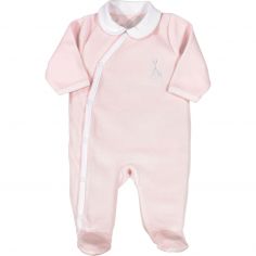 Pyjama croisé en velours rose Sophie la girafe (3 mois) - Trois Kilos Sept