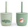 Gobelet à paille en silicone lot de 2 Playground Vert Done by Deer Produit 3