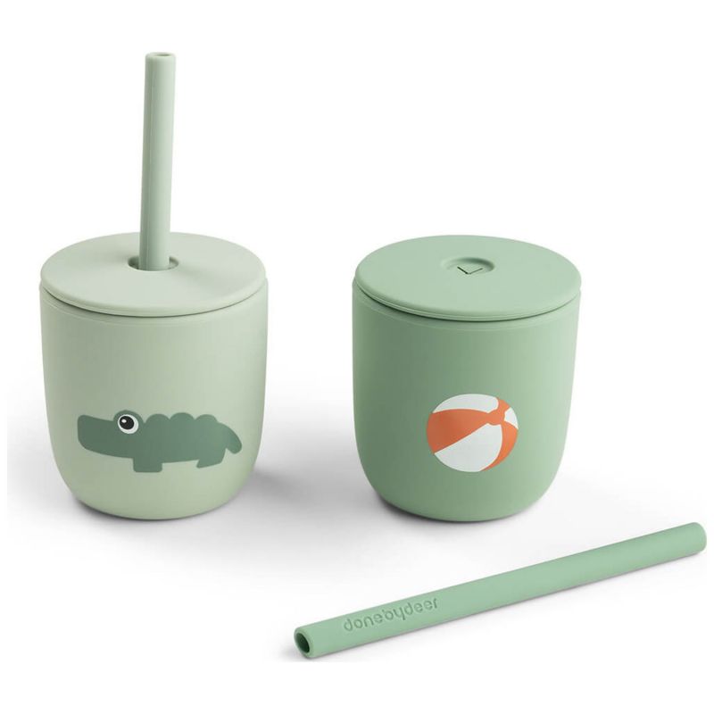 Lot de 2 gobelets à paille en silicone Playground Vert Done by Deer Produit 1