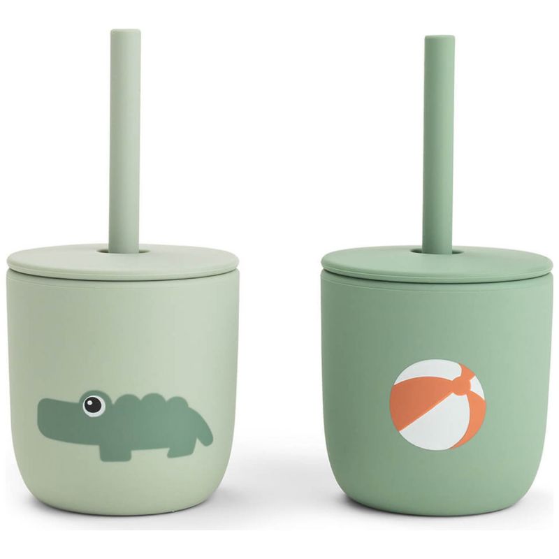 Lot de 2 gobelets à paille en silicone Playground Vert Done by Deer Produit 3