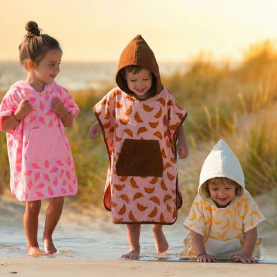 Poncho de bain à capuche bambou et gaze de coton blush et cornets de glace (3-5 ans)
