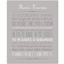 Tableau Merci Nounou personnalisable gris clair (33 x 41 cm)  par Mes Mots Déco