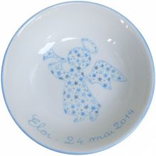 Assiette creuse Ange étoiles bleu (personnalisable)  par Laetitia Socirat