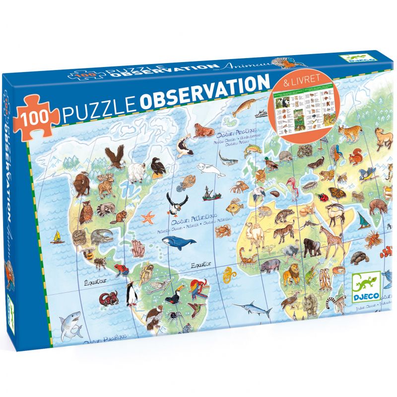 Puzzle d'observation Animaux du monde (100 pièces) Djeco