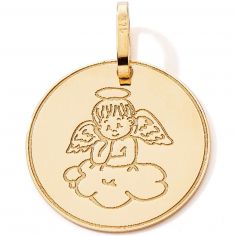 Médaille ronde Ange-Nuage (or jaune 375°) - Baby bijoux