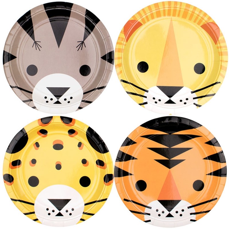 Lot de 8 assiettes en carton félin The Eye of the Tiger My Little Day