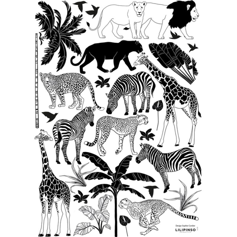 Planche de stickers A3 Wild Animals Lilipinso