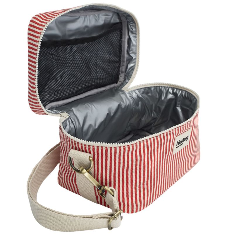 Lunch bag isotherme Igor Rayures Fines Rouge Hindbag Produit ouvert 4