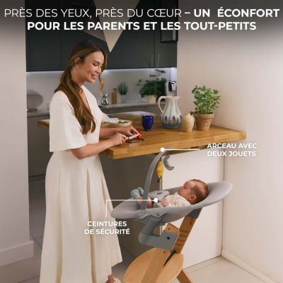 Chaise haute évolutive Enock avec transat Calmee Grey