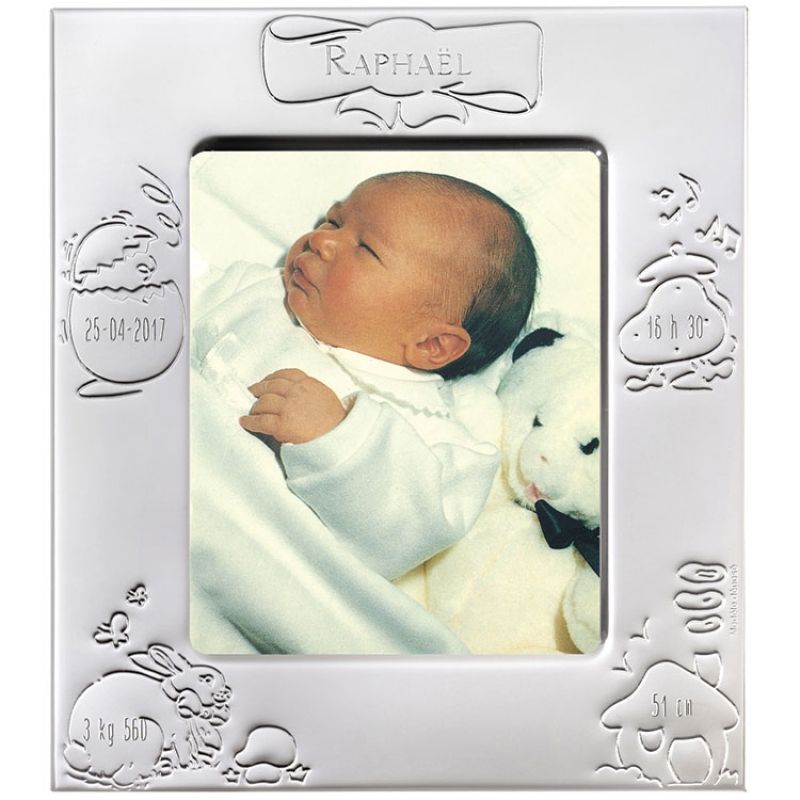 Cadre de naissance métal argenté (personnalisable) ANVIE Produit 1 grande taille