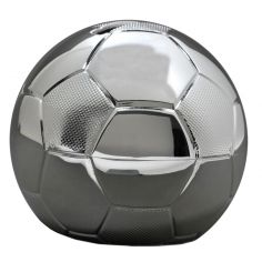 Petite tirelire ballon de football personnalisable (métal argenté)