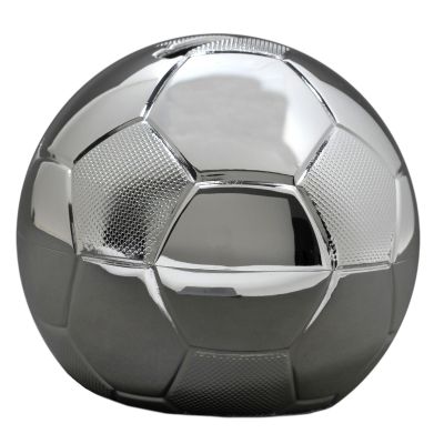 Petite tirelire ballon de football personnalisable (métal argenté)  par Daniel Crégut