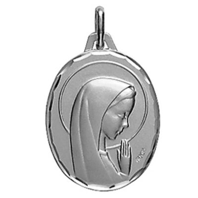 Médaille ovale Sainte Vierge (or blanc 750°)