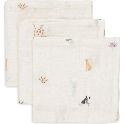 Lot de 3 mini langes en gaze de coton Jungle Jambo (31 x 31 cm) Jollein