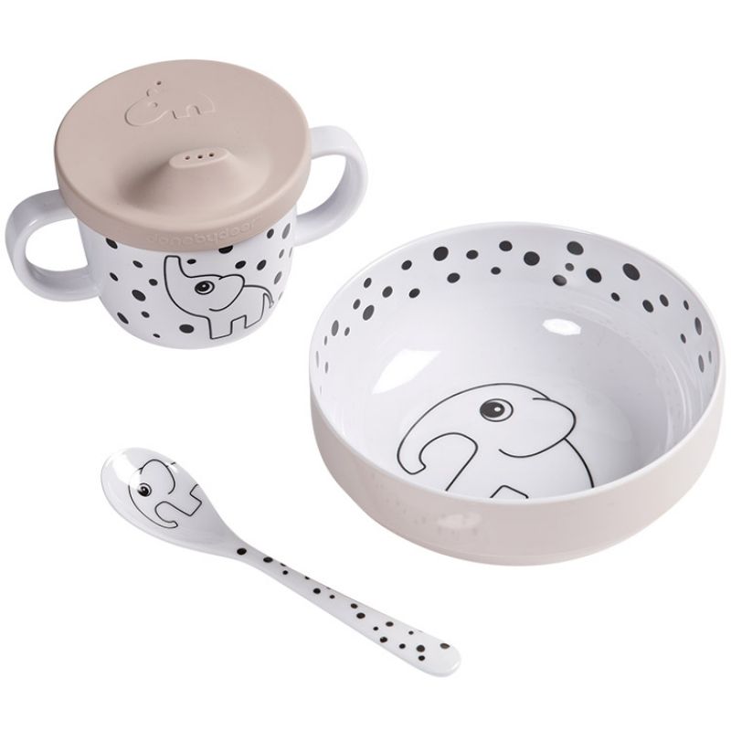 Coffret repas Happy Dots rose (3 pièces) Done by Deer
