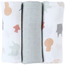 Lot de 3 langes Mix & Match animals (70x70 cm)  par Noukie's