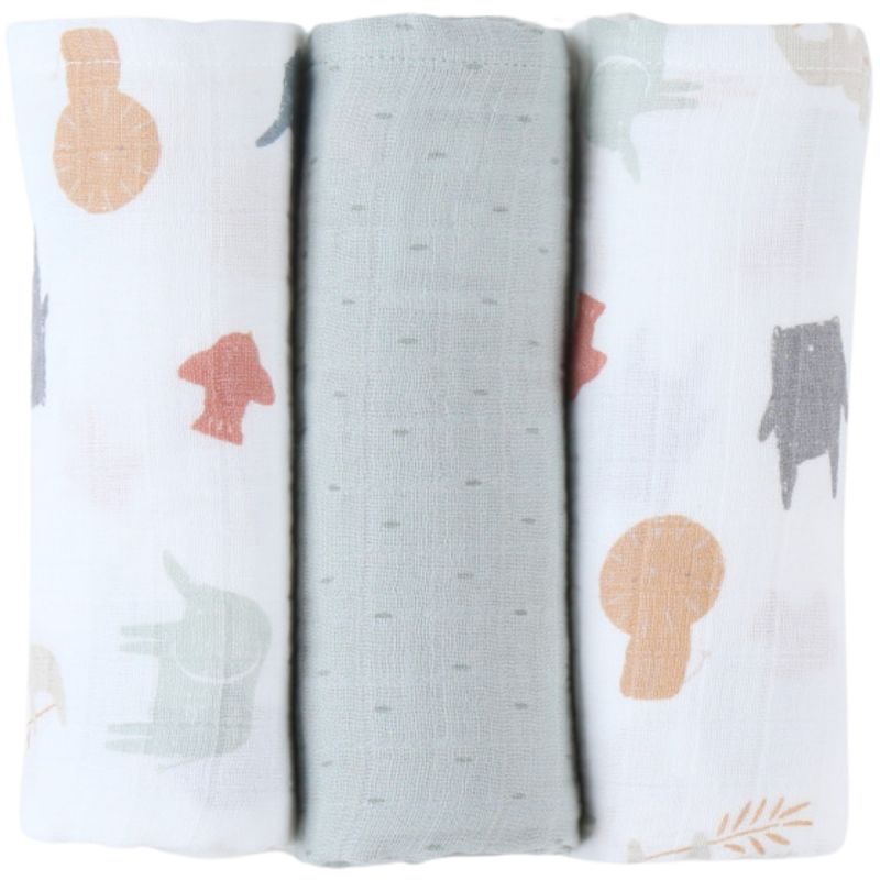 Lot de 3 langes Mix & Match animals (70x70 cm) Noukie's