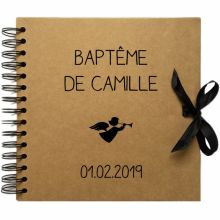 Album photo baptême personnalisable kraft et noir (30 x 30 cm)  par Les Griottes