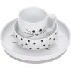 Coffret repas en porcelaine chat Little Chums (3 pièces)  par Lässig 