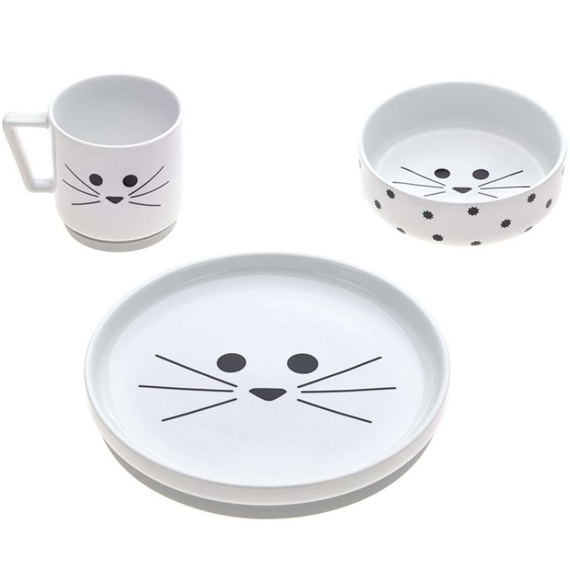 Coffret repas en porcelaine chat Little Chums (3 pièces) Lässig