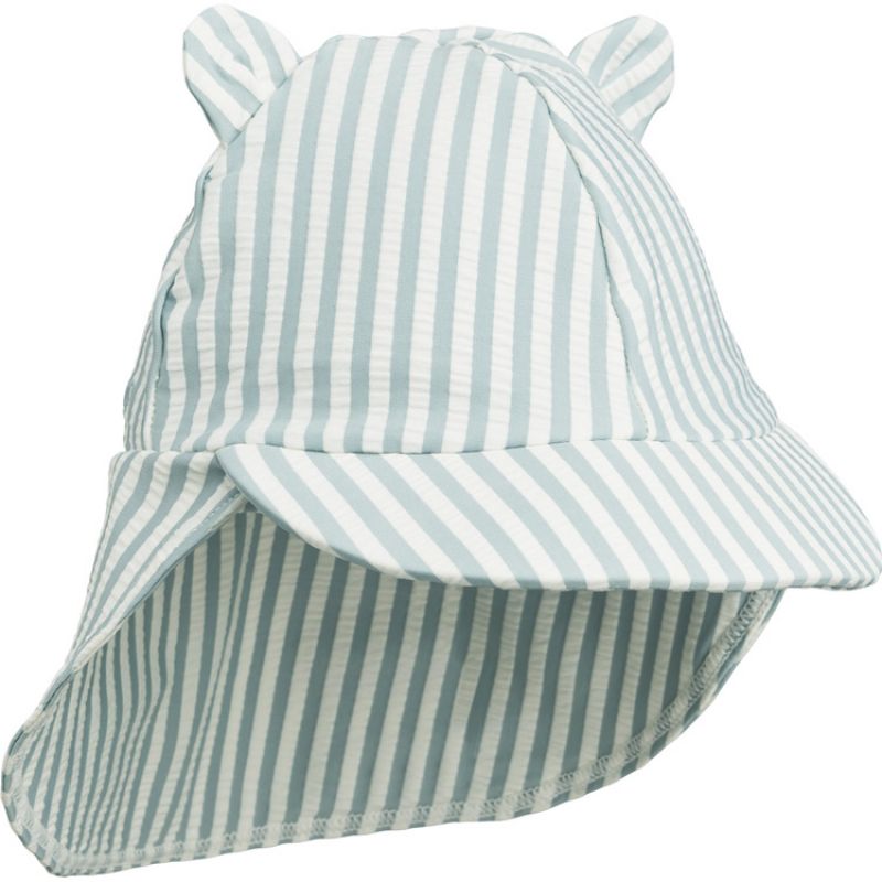 Chapeau anti-UV en seersucker Senia Sea blue white (3-6 mois) Liewood Produit 1 grande taille